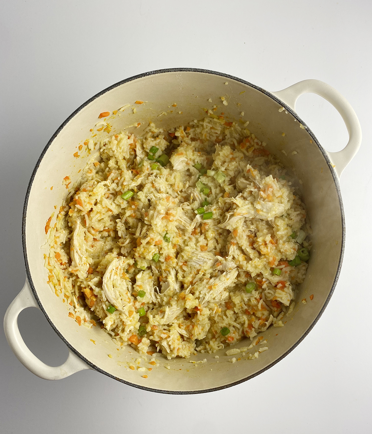 Stovetop chicken and rice in a Dutch Oven.