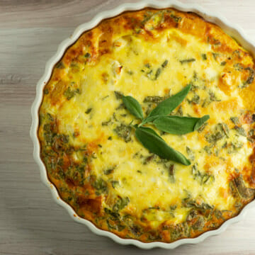 Butternut oven frittata on a counter.