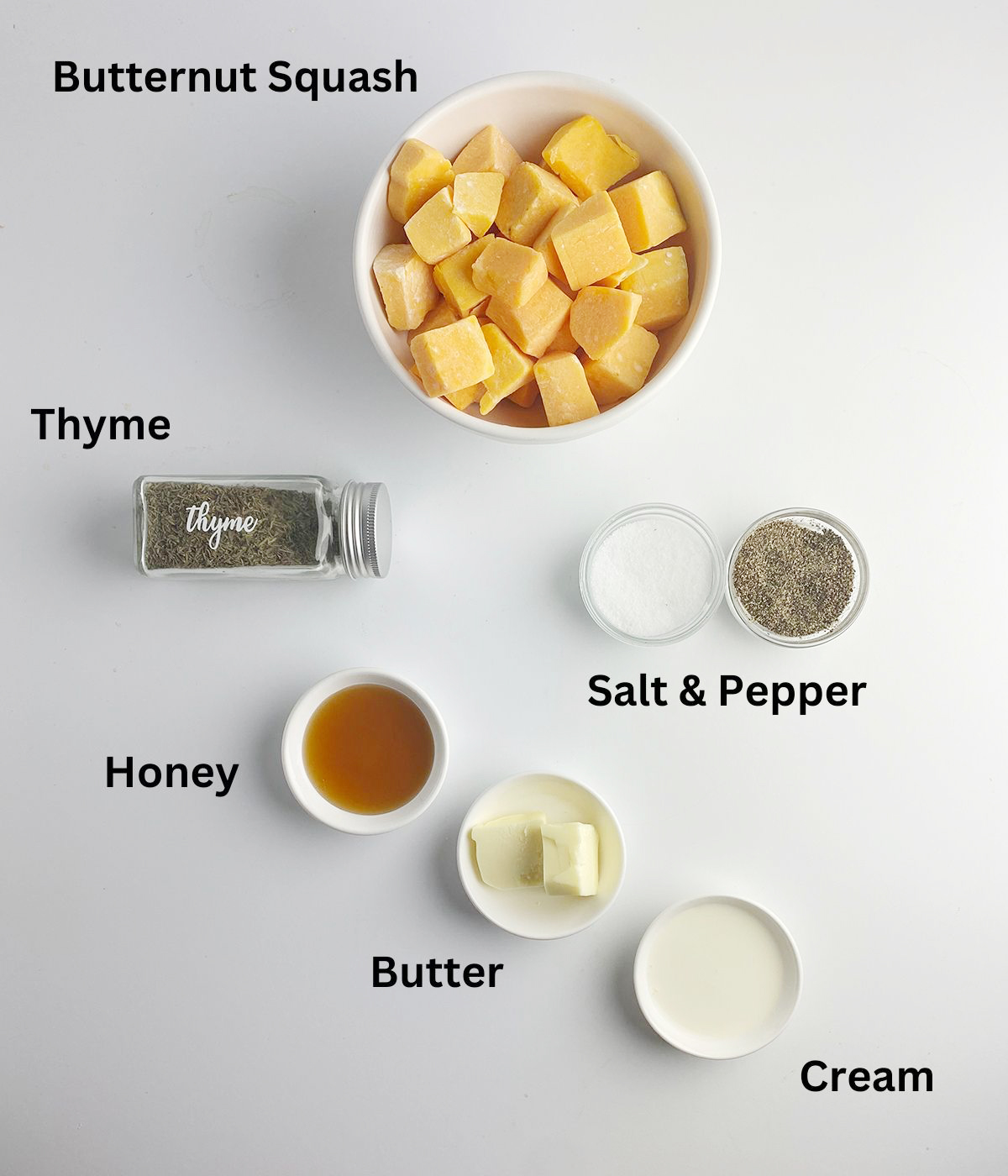 Ingredients needed to make honey butternut squash.