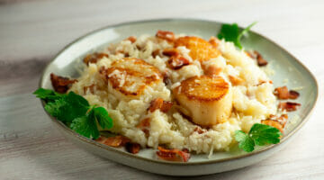 easy bacon scallop risotto