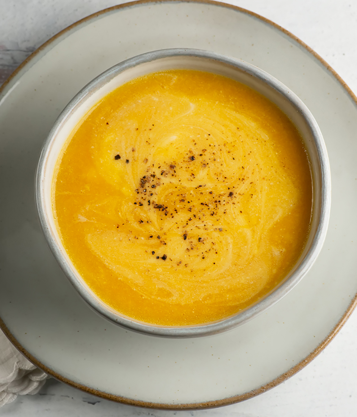 Butternut cheddar soup with pepper.