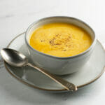 Butternut Cheddar Soup in a bowl.