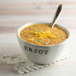 Shepherd's Pie Soup in a bowl with a spoon.