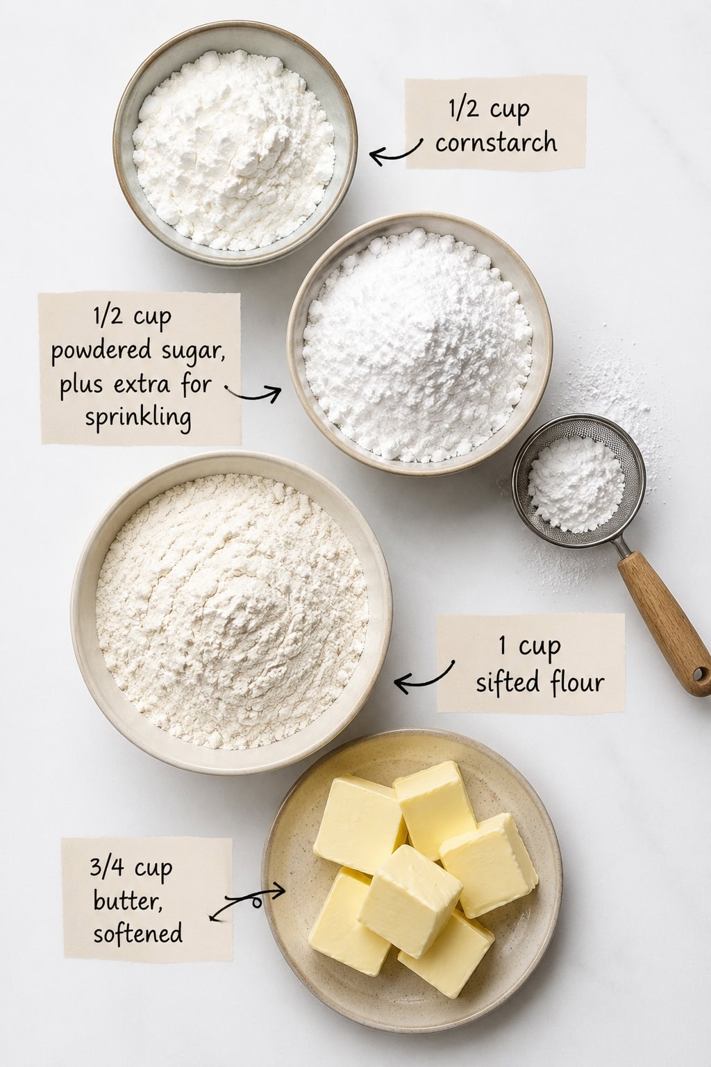 Melting Moments cookie ingredients.