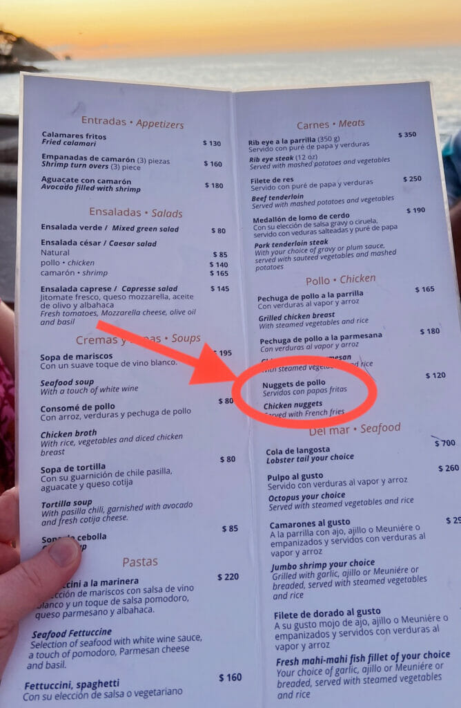 Mexican Menu