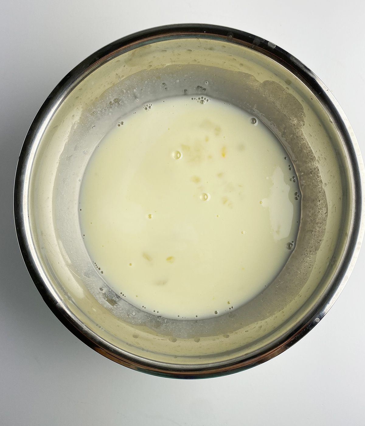 Buttermilk egg mixture in a bowl.