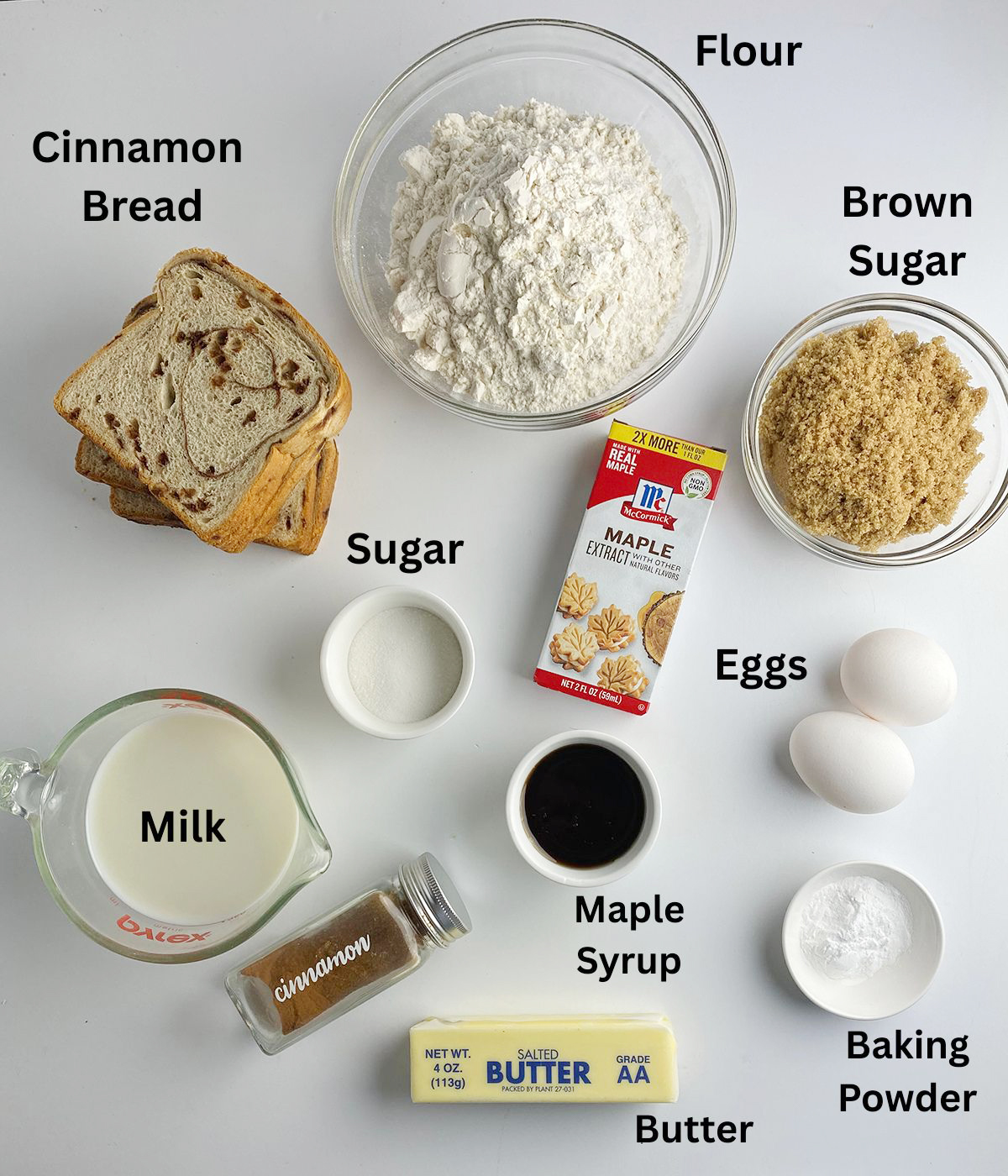 French Toast Muffin Ingredients.