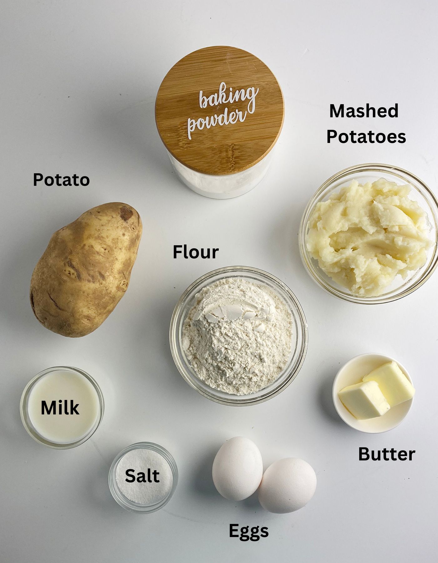 Irish Boxty potato ingredients on a counter.