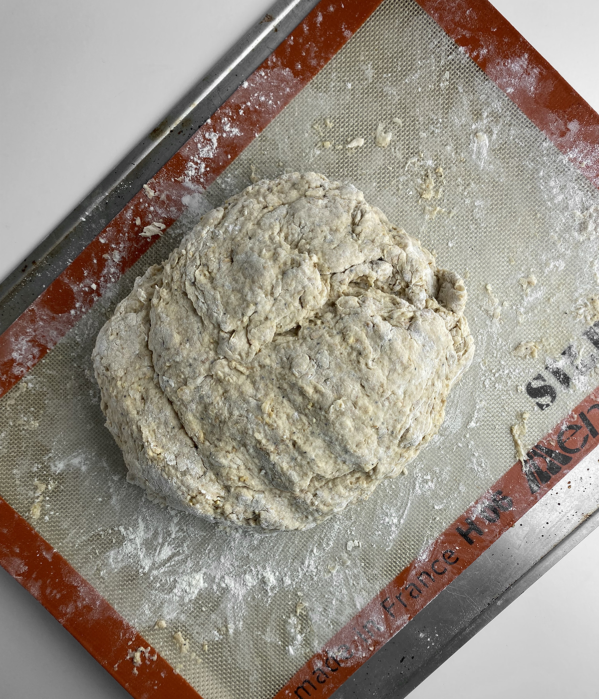 Irish brown bread dough kneaded.