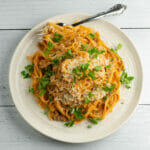 Cream Cheese Tomato Pasta on plate