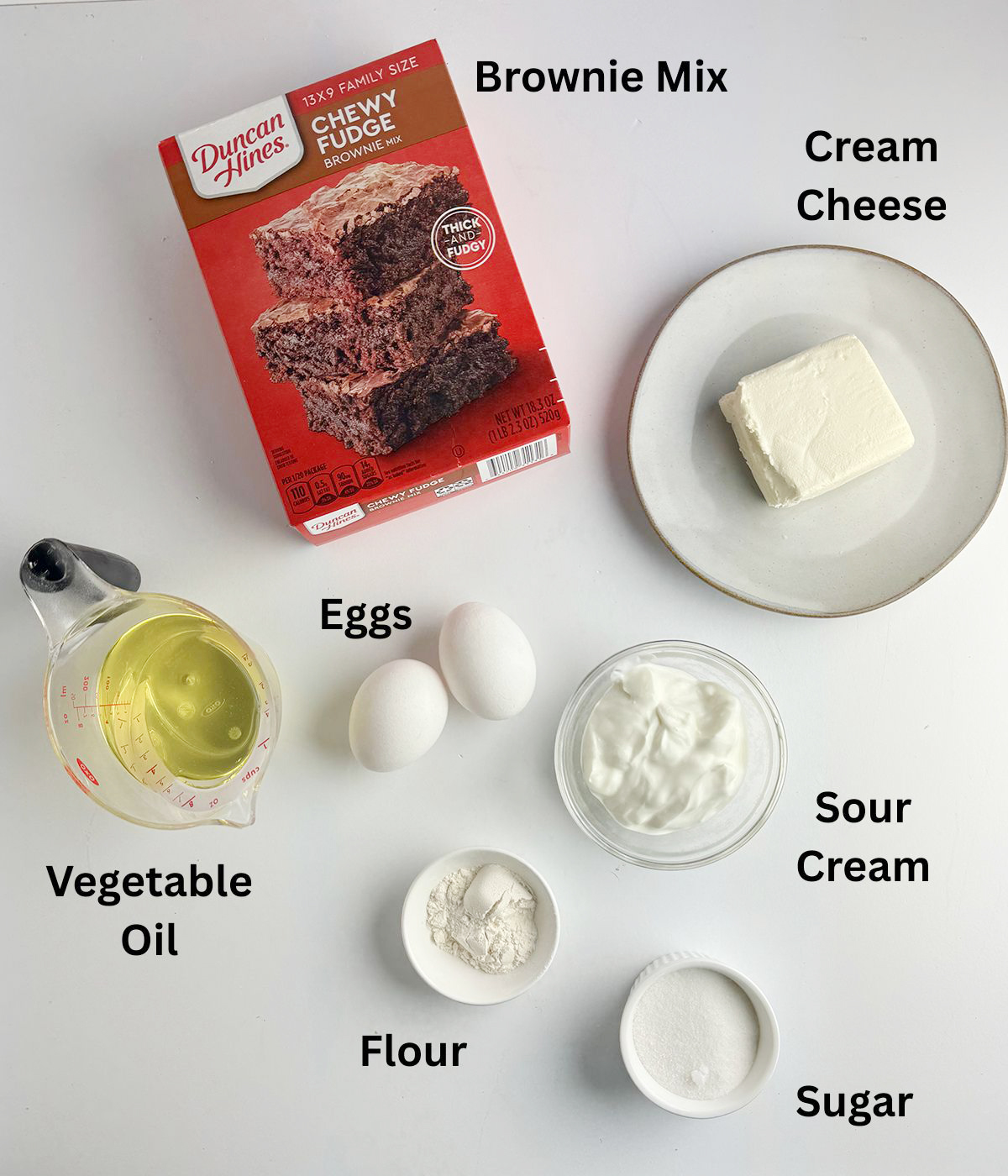 Ingredients for Cheesecake Swirl Brownies