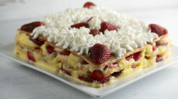 No Bake Strawberry Banana Ice Cream Cake