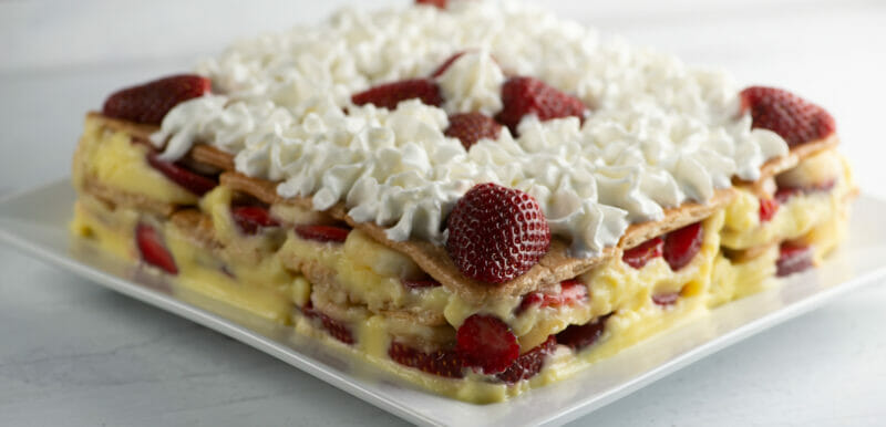 No Bake Strawberry Banana Ice Cream Cake