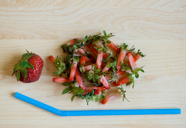 strawberry hulling with a straw