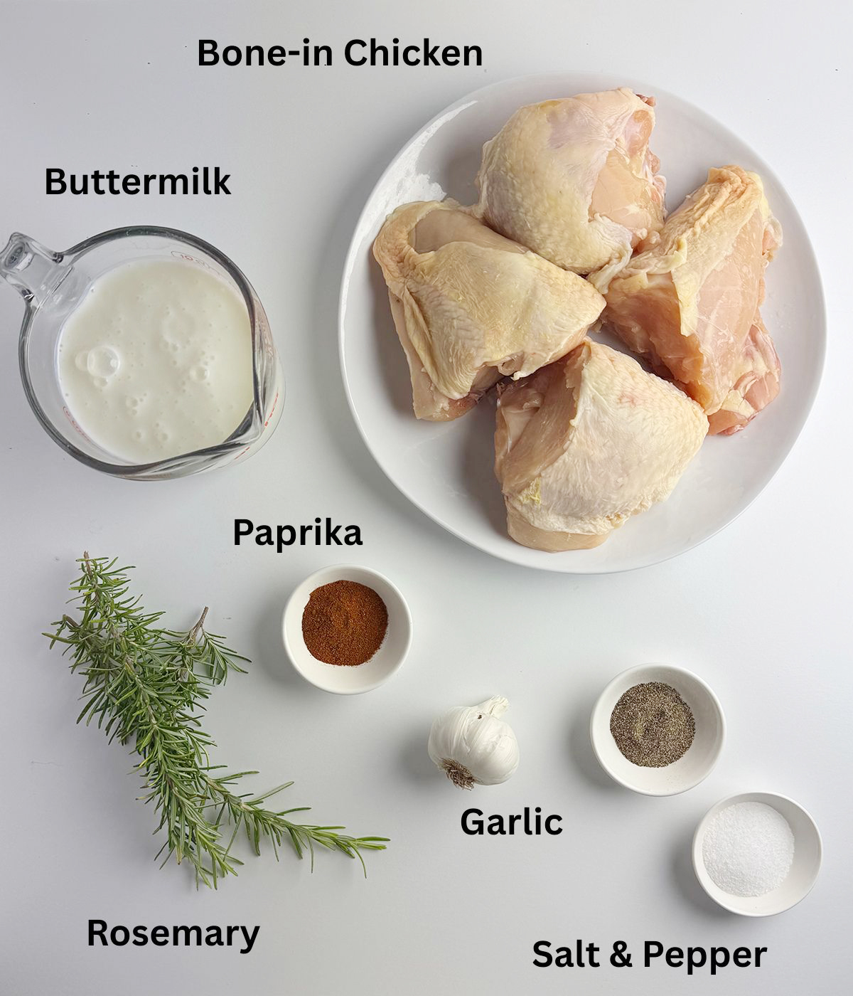 Ingredients needed for grilled rosemary chicken.