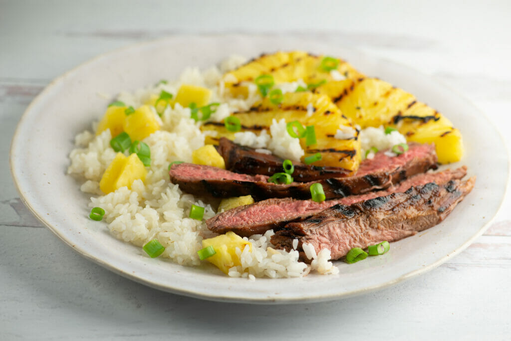 Grilled Pineapple Steak on Plate