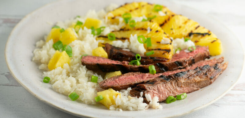 Grilled Pineapple Steak on Plate