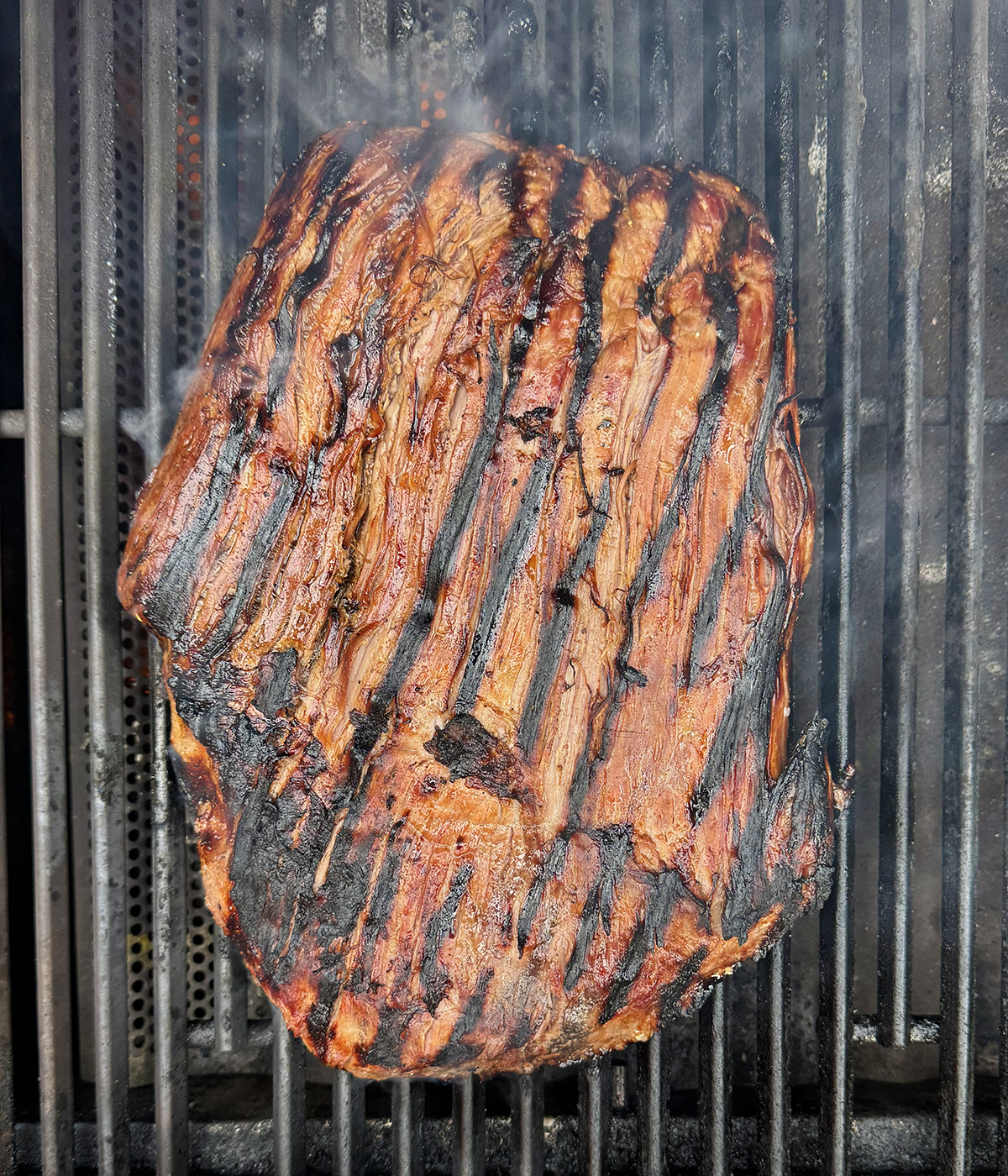 Pineapple steak on the grill.