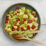 bacon lettuce and tomato potato salad in bowl