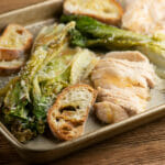 sheet pan chicken caesar salad