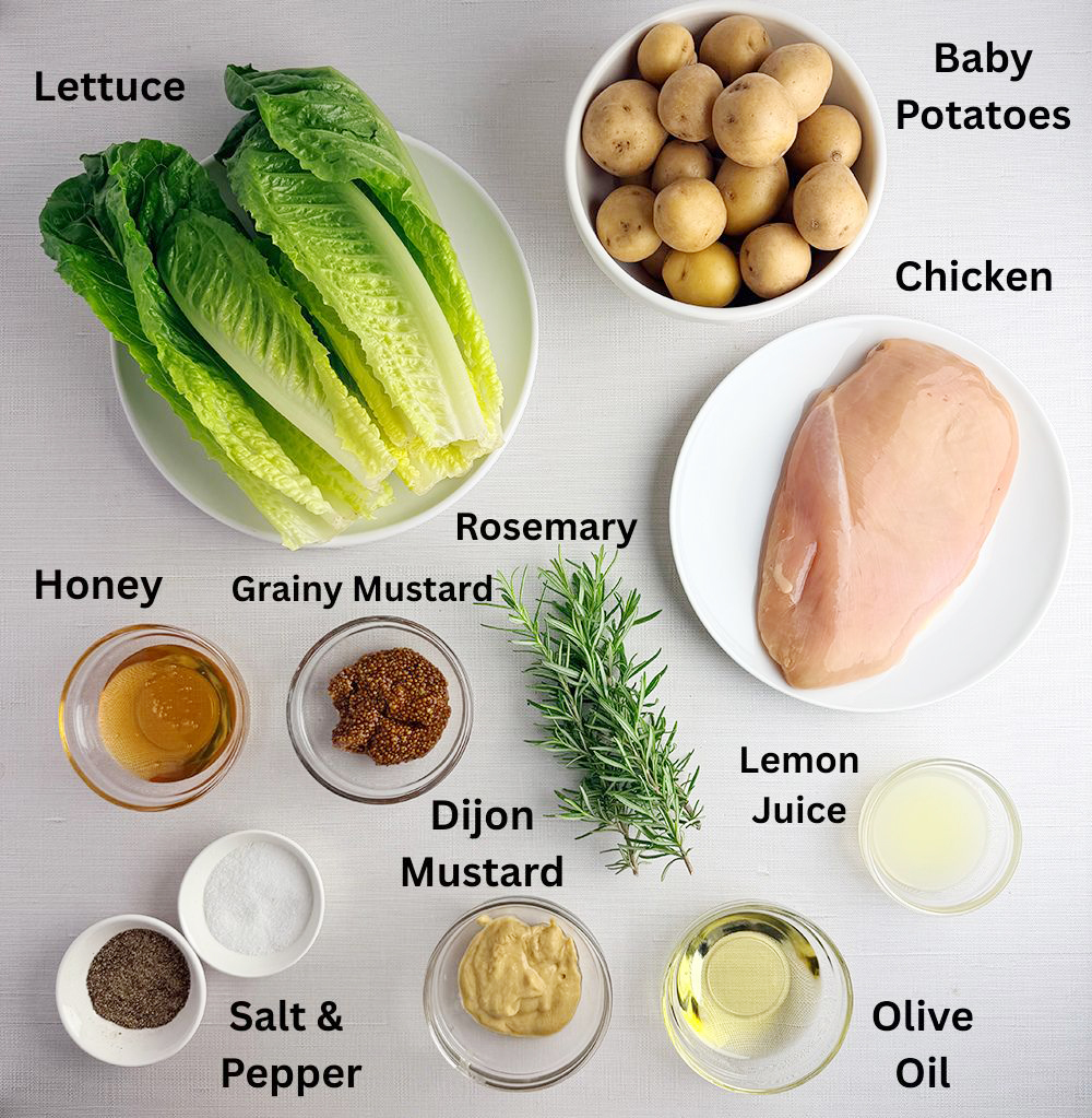 Ingredients for Roasted chicken potato salad.