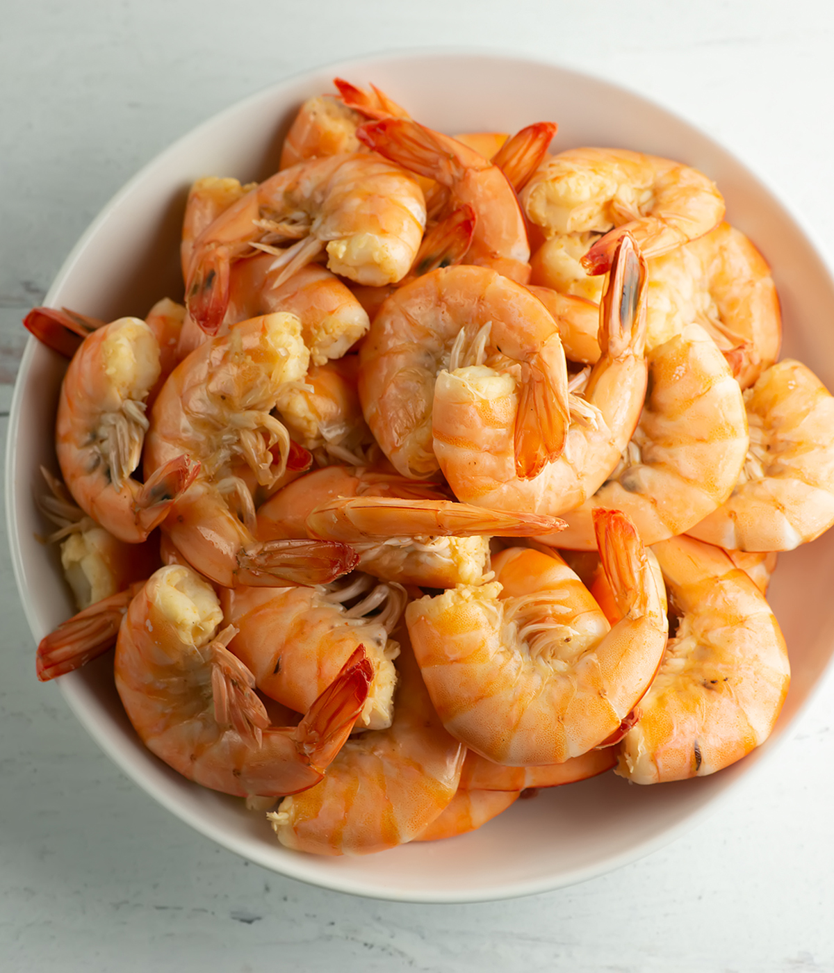 Bowl of shrimp cooked in beer.