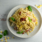 easy corn pasta carbonara