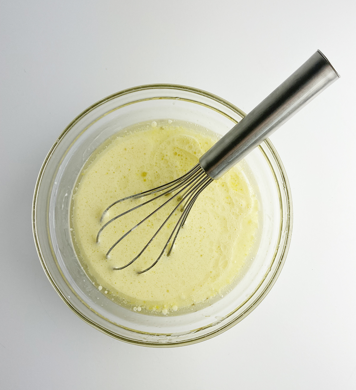 Egg mixture in a bowl.