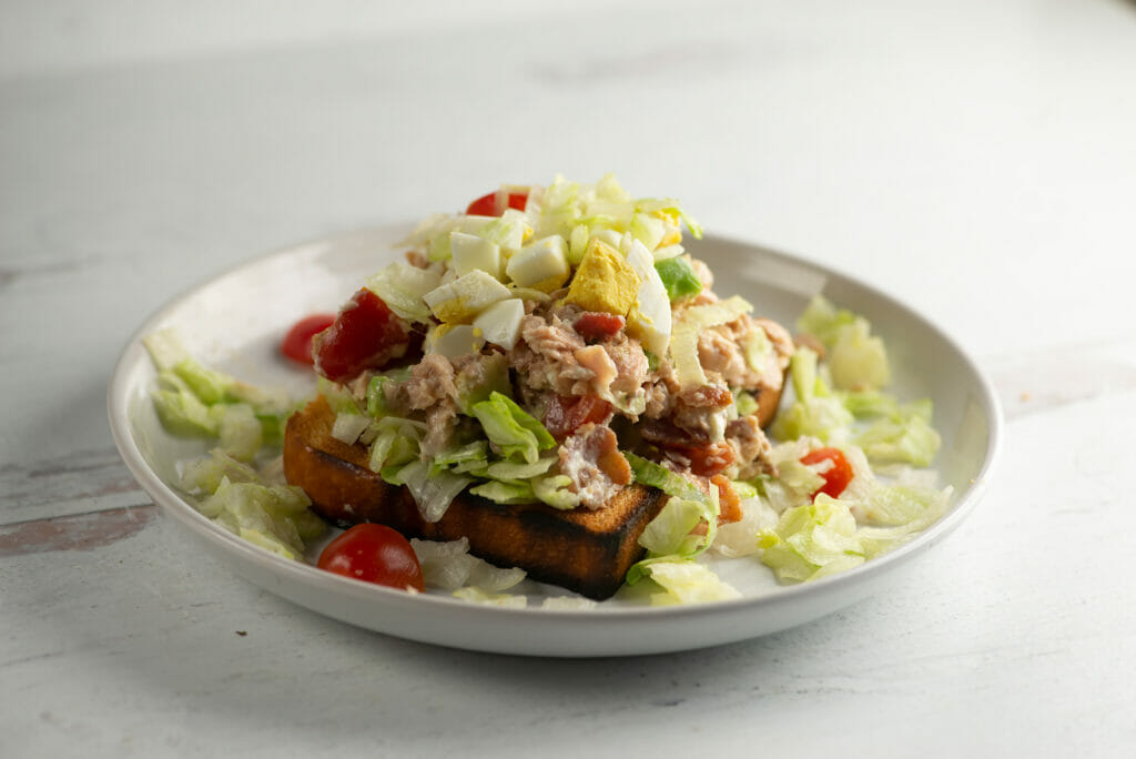 open face tuna cobb salad sandwich