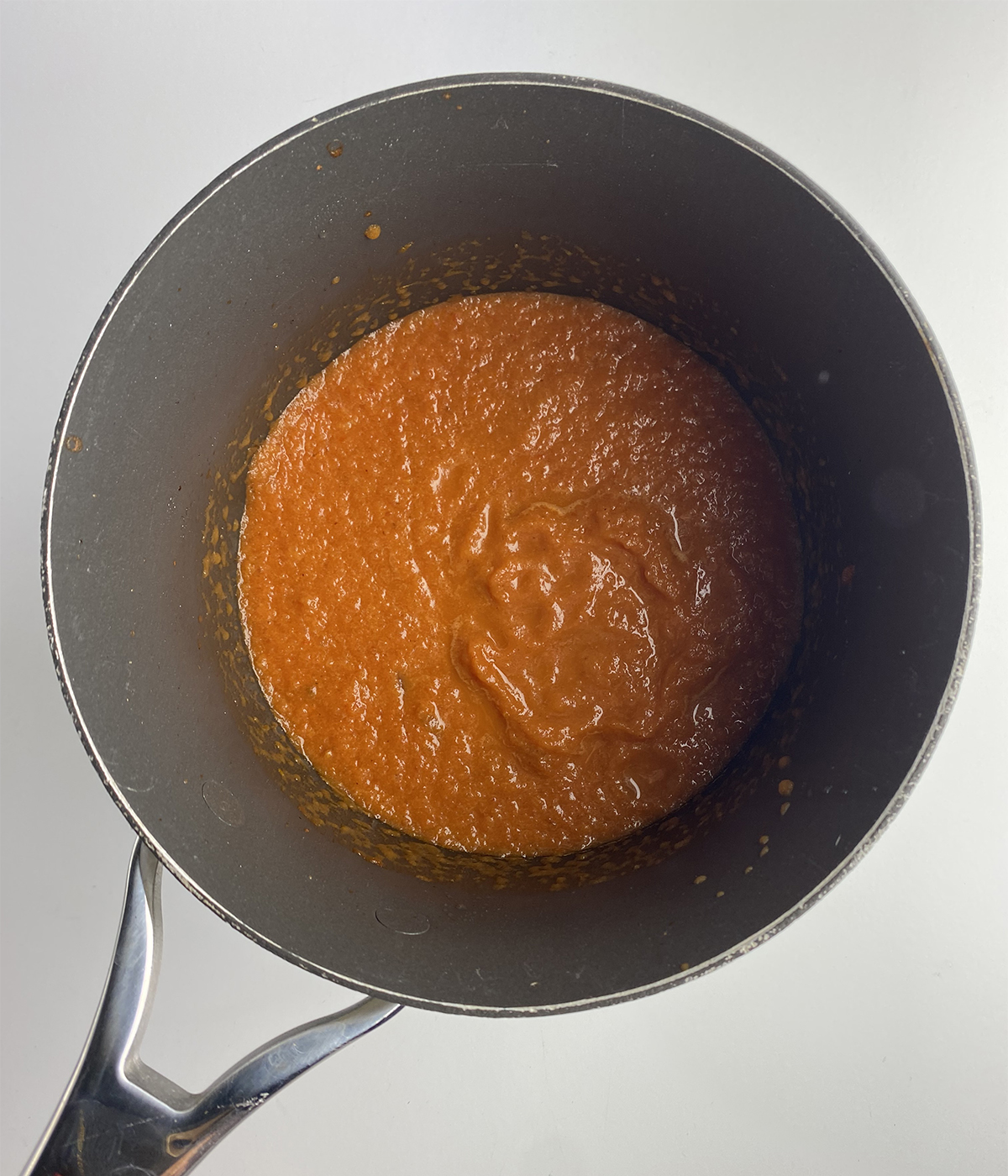 Blended soup in a pot.