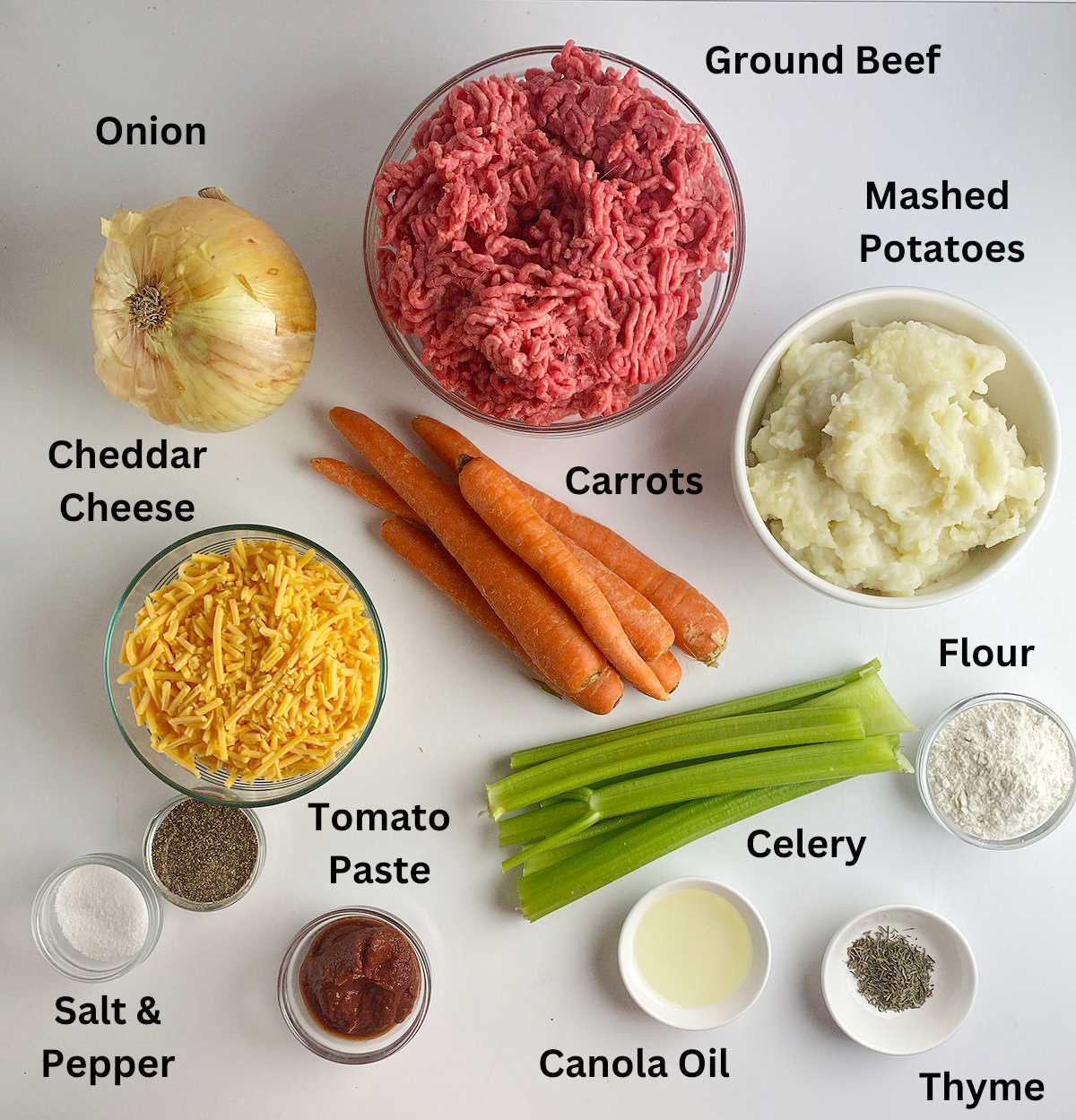 Ingredients for cottage pie.