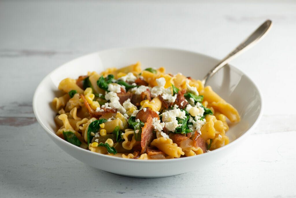 bacon feta pasta primavera