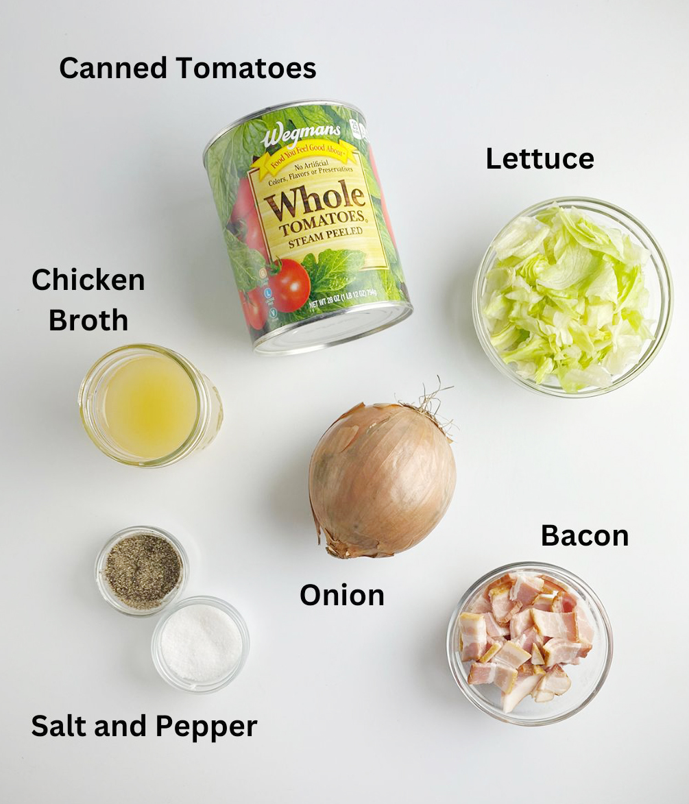 Ingredients needed for BLT soup.
