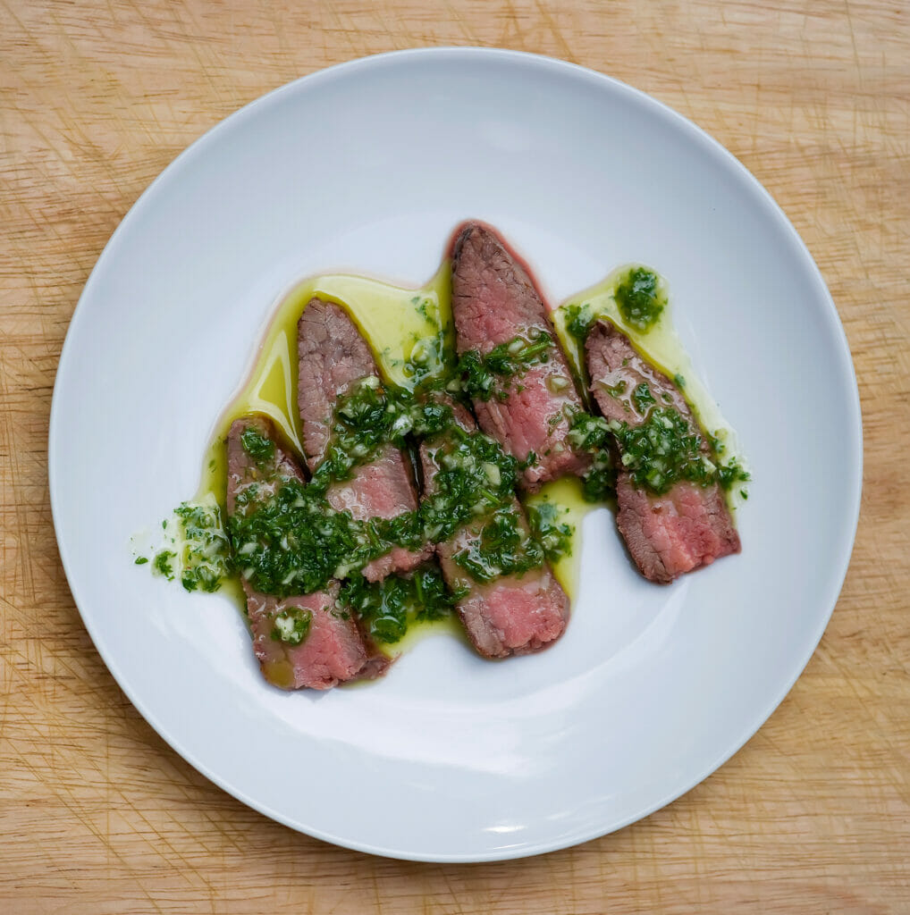 steak with chimichurri sauce