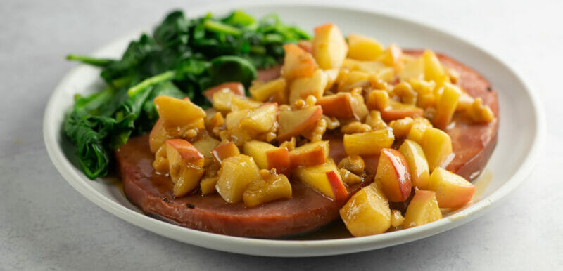 Ham with apple walnut sauce