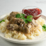 swedish meatballs over mashed potatoes