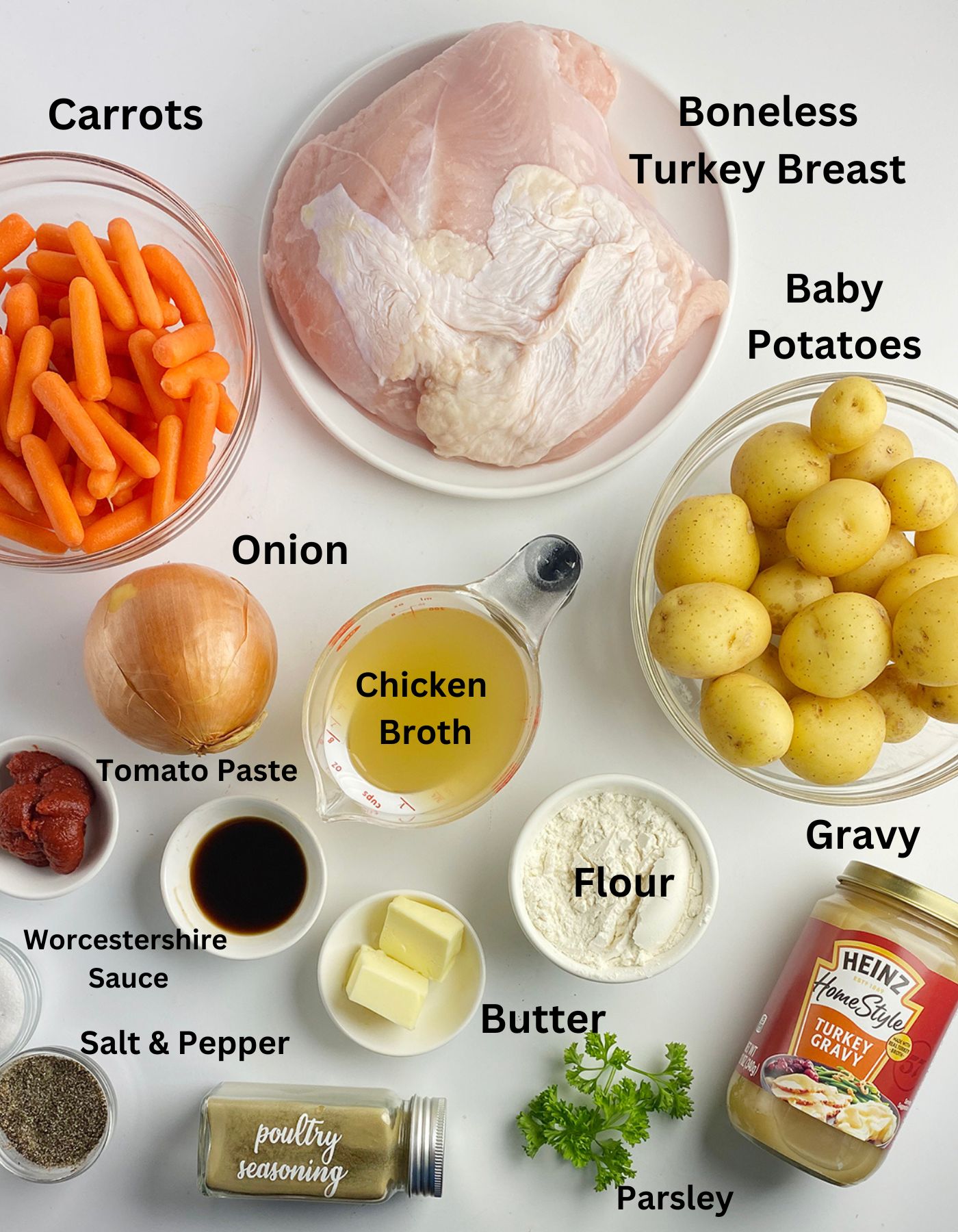 Ingredients for slow cooker turkey pot roast.