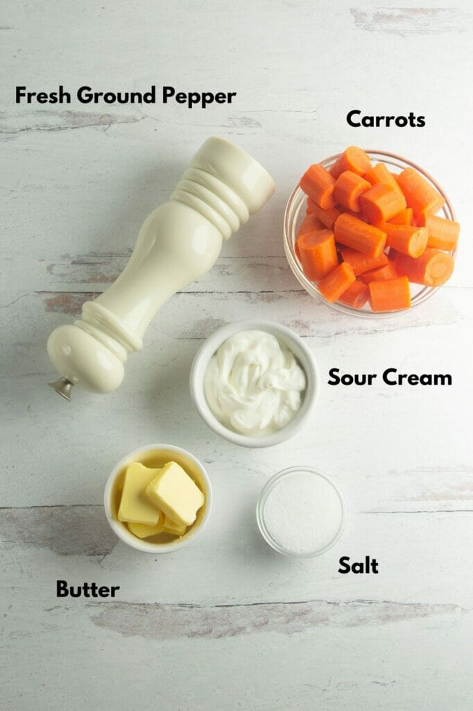 Whipped Carrots Ingredients on a counter.