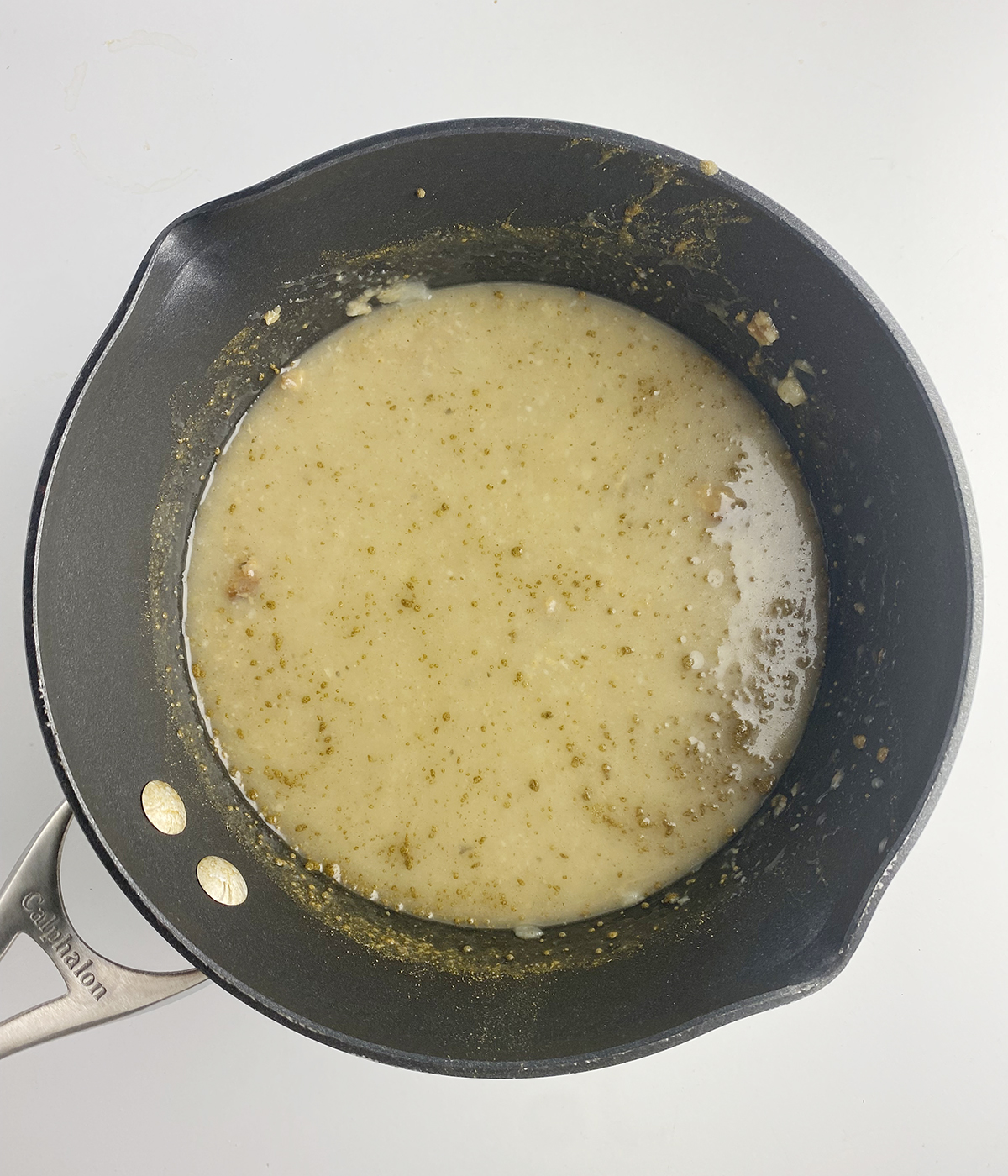 Thanksgiving leftovers soup broth in a pot.