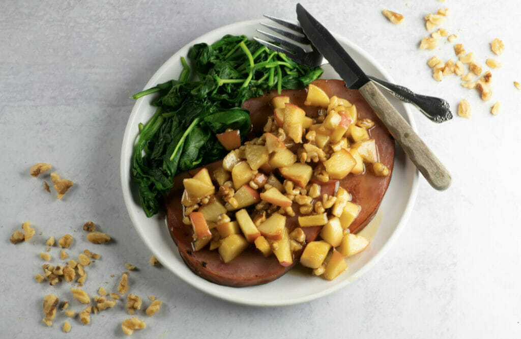 ham steak with apples
