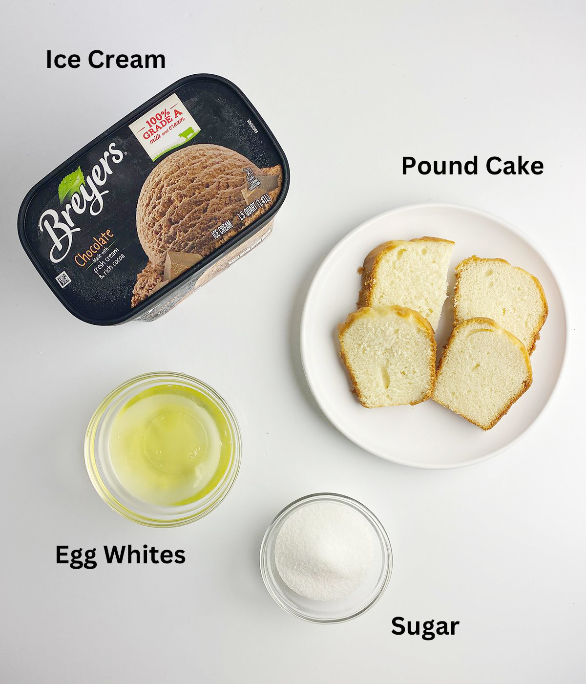 Mini Baked Alaska ingredients.