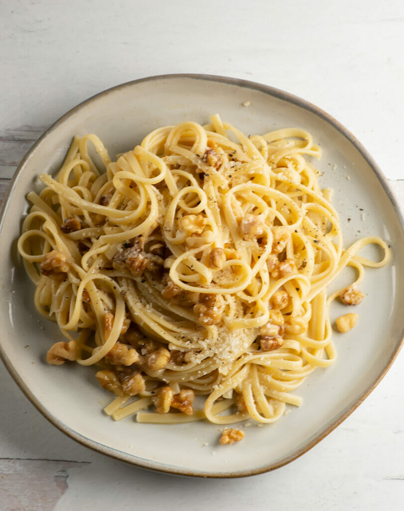 easy brown butter pasta with walnuts