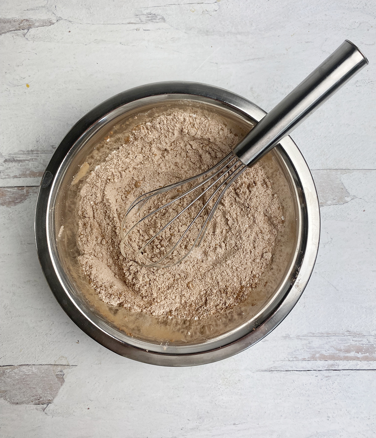 Cocoa and flour mixture in a bowl.