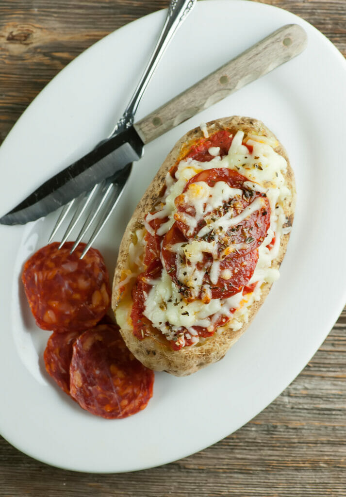 Pizza stuffed potatoes