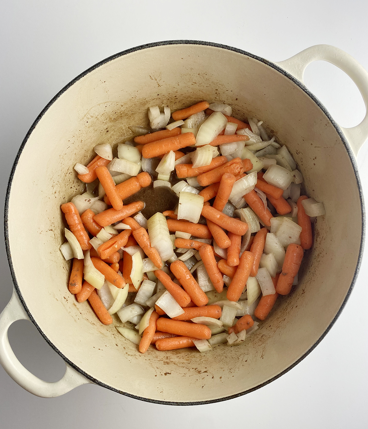 Vegetables for beef dumpling stew in a pot ready to be cooked.