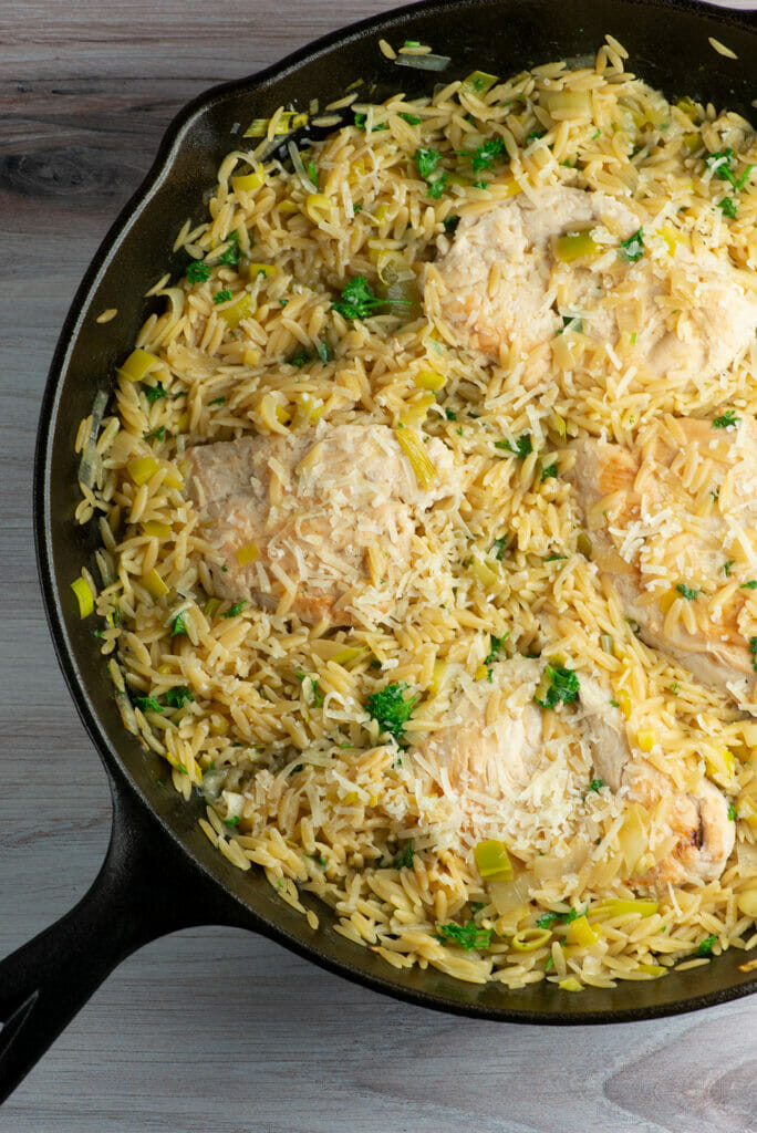 easy one skillet lemon chicken with orzo