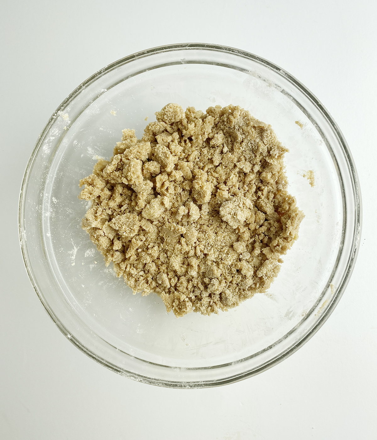 Crumble mixture in a bowl.