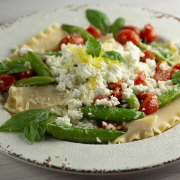 Broken Lasagna Primavera on a plate.