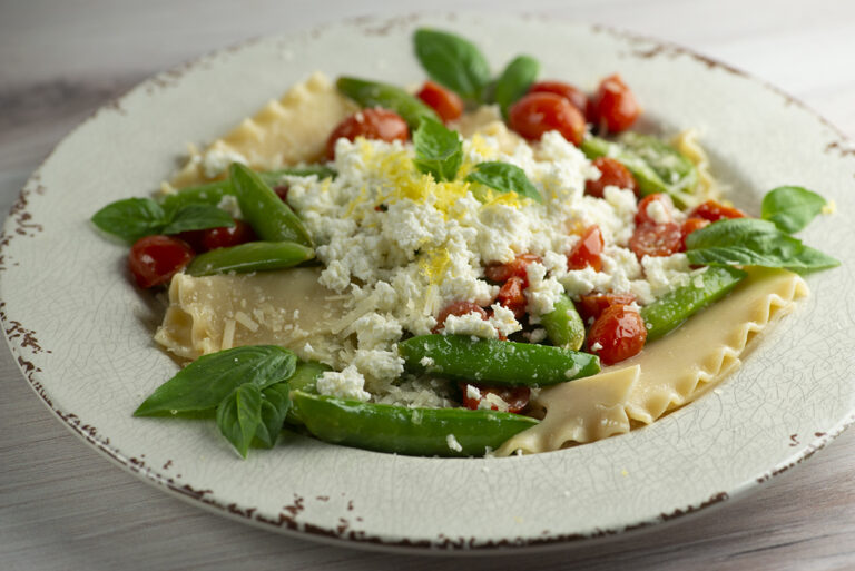 Broken Lasagna Primavera on a plate.