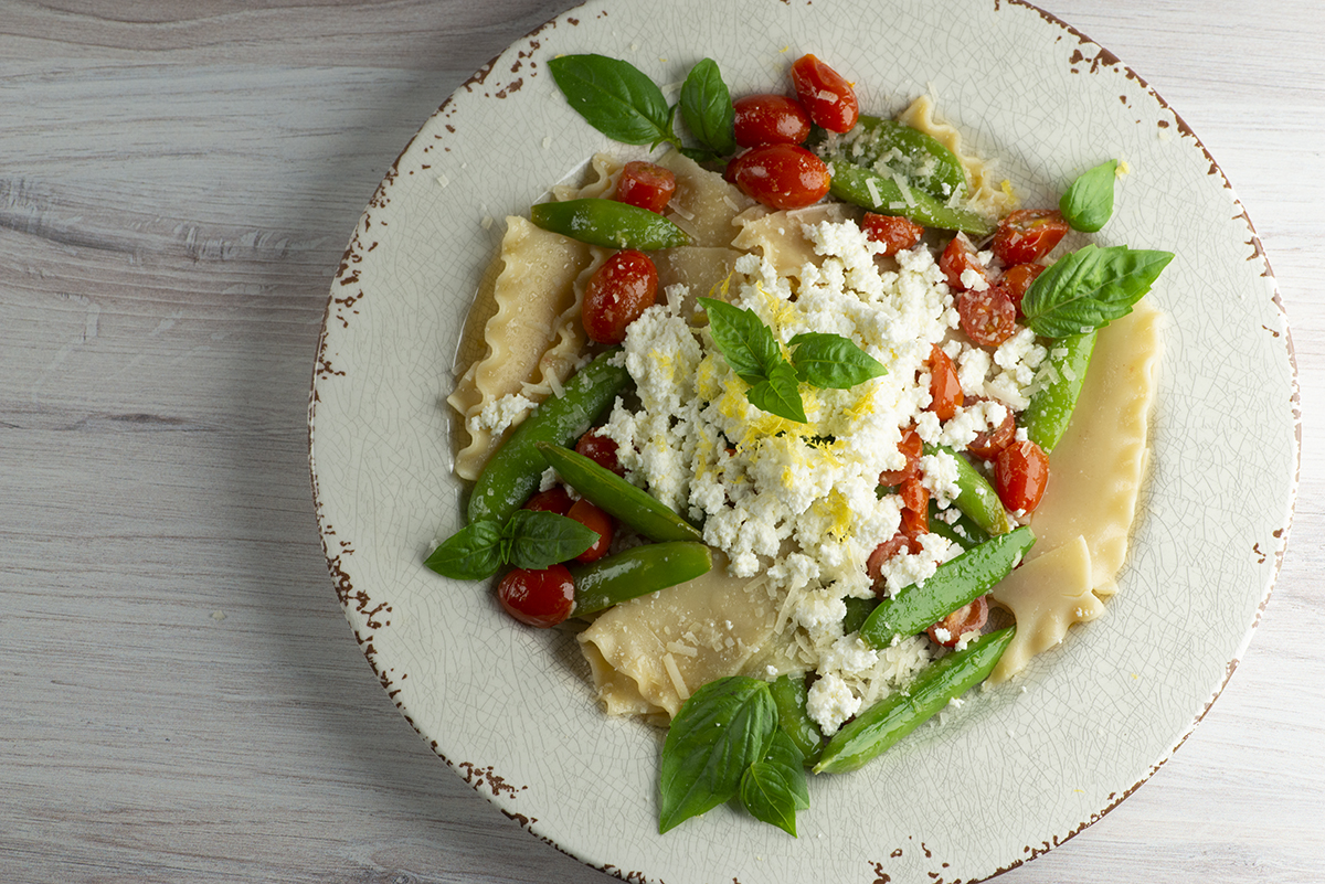 Easy lasagna primavera on a plate.